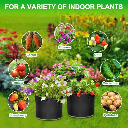 MEKOLIFE 3-Pack 5 Gallon Grow Bags, Nonwoven Planting Bags with Handles - size: 3Pack(5 Gallon)