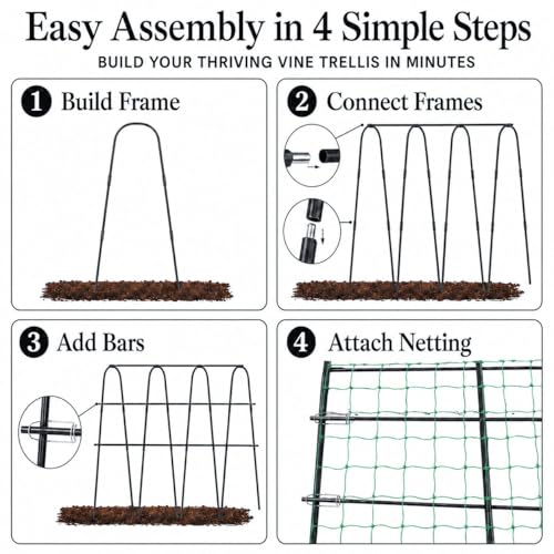 FOLLOOK Cucumber Trellis for Raised Garden Bed, 63x48inch, Black - color: Black, size: 63x48inch