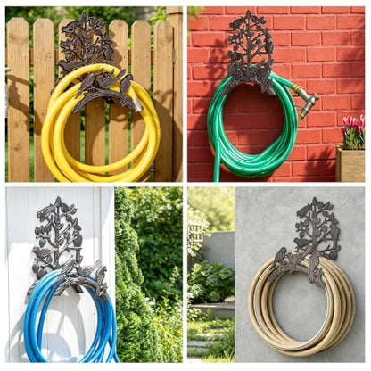 1 Pack Heavy Duty Decorative Birds Hose Holder, Metal Garden Hose Hanger Wall Mount, Water Hose Rack for Outside,Garden and Yard