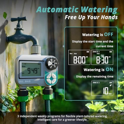 QUOBAS Sprinkler Timer, Weekly Programmable Water Timer for Garden Hose - size: Weekly Program 2 Zone
