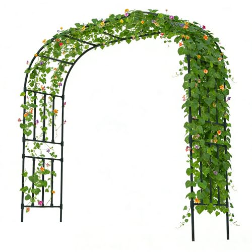 Twira Square Tube Garden Arch Trellis 8.2ft x 1.6ft x 8.2ft, Extra Tall Wide PE-coated Metal Arbor for Climbing Plants Outdoor, Large Wedding Arches for Ceremony, Archway, Party, Lawn Decoration Black - color: 98.4" L x 19.7" W x 98.4" H - Black