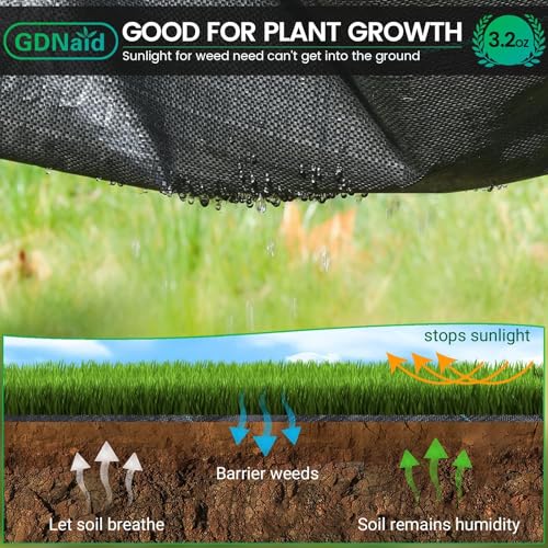 Weed Barrier Landscape Fabric 3.2oz Weed Barrier Fabric 3ft x 300ft Landscaping Fabric, Garden Weed Fabric for Gardening - size: 3.2oz-3x300ft