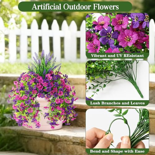 Artificial Fake Hanging Flowers Plants for Outdoor Outside Decoration - color: Mixed 1