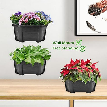 ORIMERC 9.8 Inches Self Watering Wall Planters for Indoor Plants, Railing Planters Balcony Planters Wall Hanging Planters, Lightweight, Dark Coffee (Pack of 8) - color: Dark Coffee