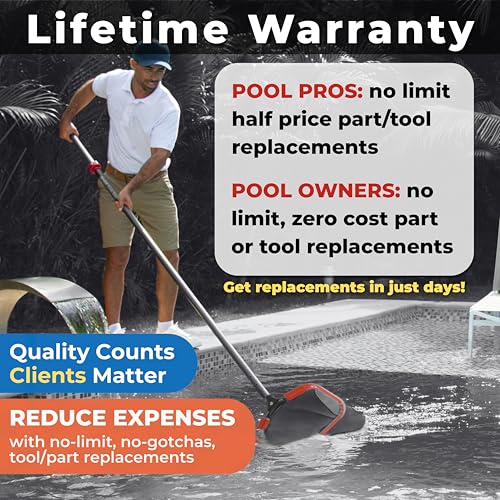 ProTuff 490 Promise 19.5in Pro Pool Leaf Rake Net, Deep Bag Skimmer - size: PRO 19" Leaf, style: PRO – Lifetime