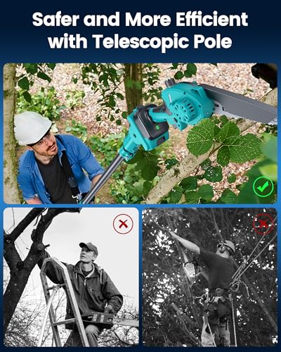 Electric Pole Saws for Tree Trimming, Brushless Mini Chainsaw - color: Azure Blue