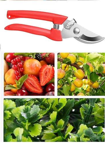 Garden Flower Shears Pruning Shears 6.9 inches Scissors Heavy Duty Plant Scissors for Cutting Flowers, Trimming Plants, Bonsai, Fruits Picking (Red Handle) - style: Red Handle