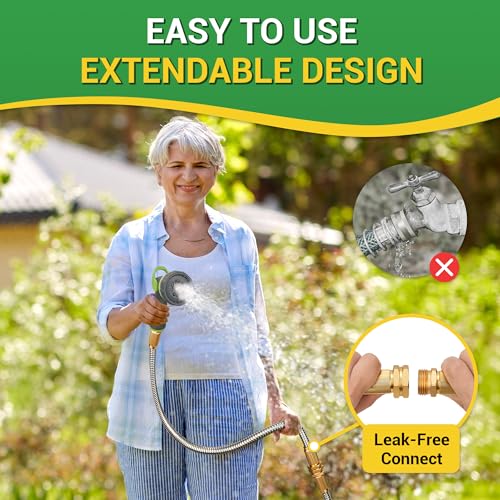 Garden Hose - Short Water Leader Metal Hose 3 FT with Female to Male Fitting, Flexible, Heavy Duty Hose Extension for Outdoor Hose Reel、Dehumidifier、RV、304 Stainless Steel - size: 3 FT, style: Male to Female
