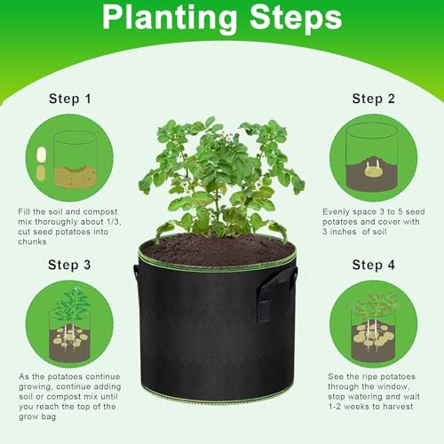 MEKOLIFE 12-Pack 5 Gallon Grow Bags, Thick Aeration Planters with Handles - size: 12Pack(5 Gallon)