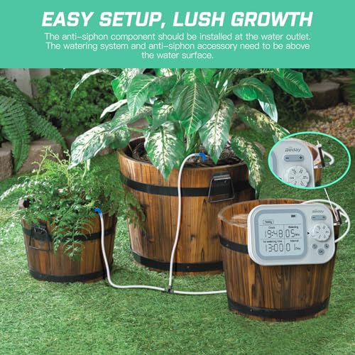 Automatic Drip Irrigation System for Indoor Plants, 2026 Automatic Plant Waterer for 15 Potted Plants Watering with Anti-Siphon and Humidity Mode, Timer, Rechargeable Vacation Self-Watering Pump - color: Gray