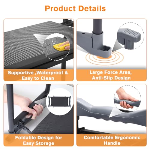 Garden Kneeler and Seat, Extra Wide Thick EVA Pad, Heavy Duty Foldable Garden Bench Holds 350lbs, Ergonomic Kneeling Stool with Garden Tool Pouches, Gardening Gifts for Women, Men & Seniors - color: Black & Orange