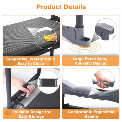 Garden Kneeler and Seat, Extra Wide Thick EVA Pad, Heavy Duty Foldable Garden Bench Holds 350lbs, Ergonomic Kneeling Stool with Garden Tool Pouches, Gardening Gifts for Women, Men & Seniors - color: Black & Orange