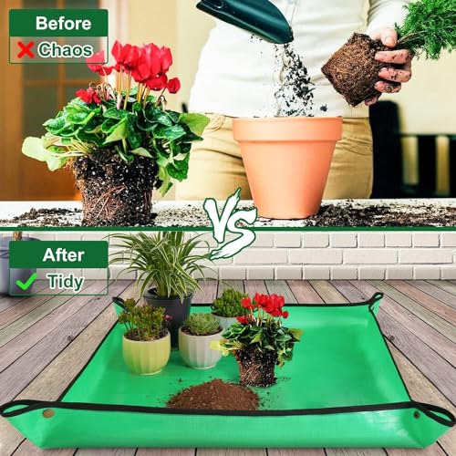 Waterproof Repotting Mat for Indoor Plants - Foldable Potting Mat for Mess-Free Planting Soil Change - Essential Gardening Tools for Plant Lovers - size: Large