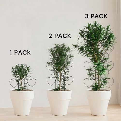 Trellis for Climbing Plants Indoor, Stackable Garden Trellis for Potted Plants, Small House Plant Trellis for Vine Ivy Flower Plant Support Outdoor DIY Metal Trellis 3 Pack, Black