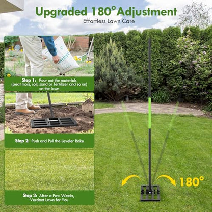 Seeutek Lawn Leveling Rake, 17" x 10" Heavy Duty Ground Leveler - size: 17"*10"