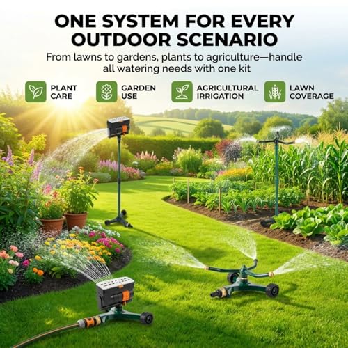 3-in-1 Lawn Sprinkler System with Adjustable 16-30" Riser
