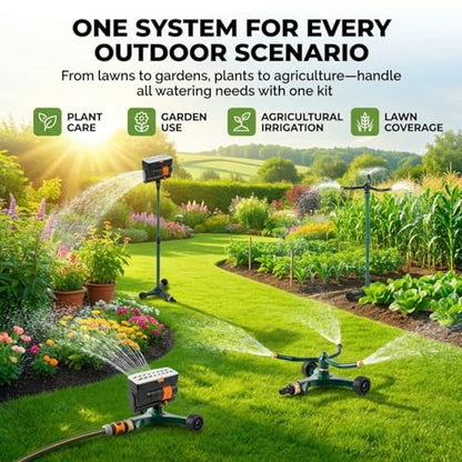3-in-1 Lawn Sprinkler System with Adjustable 16-30" Riser