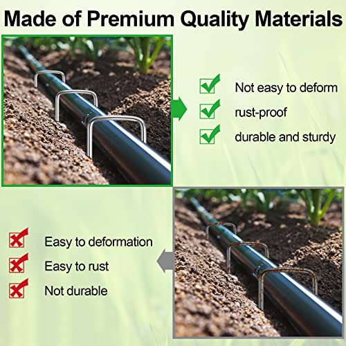 24 Pack Garden Stakes, U-Shaped Tent Stakes, Galvanized Landscape Staples, Ground Stakes, for Landscaping Securing Weed Barrier Fabric, Irrigation Tubing, Holding Fence, Tarpaulin - size: 24 Pack
