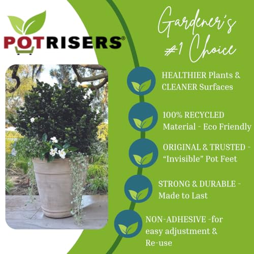 POTRISERS | Combo Pack 18 Pieces (12 Standard 1" + 6 Large 2") | Invisible Pot Feet & Plant Risers | Drainage & Airflow for Planters, Pots, Garden Decor | Patios, Decks, Gardens