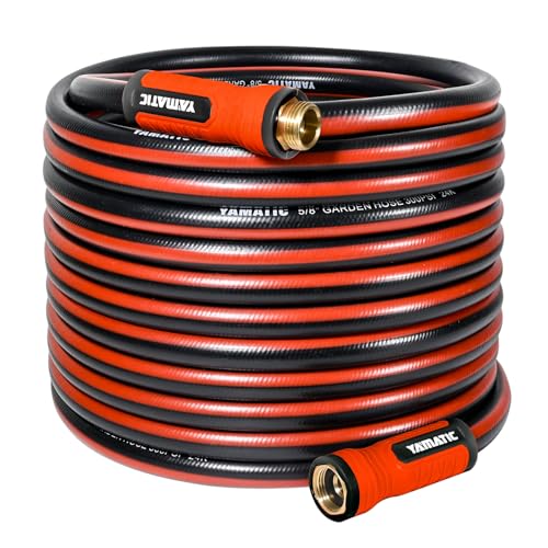 YAMATIC 75ft Garden Hose 5/8in I.D. with 360° Swivel Brass Handle - size: 75' feet