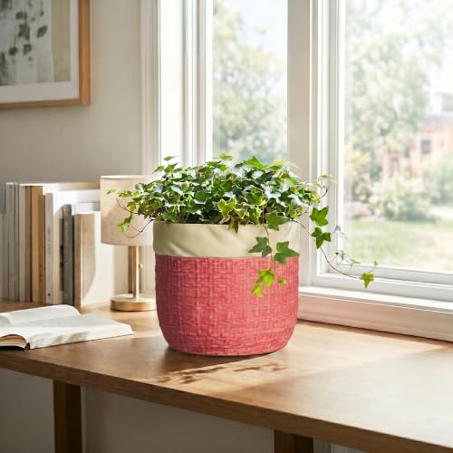 Ceramic Pots for Plants, 8 Inch Planter, Round Plant Pot, Red - color: Red, size: 8 Inch