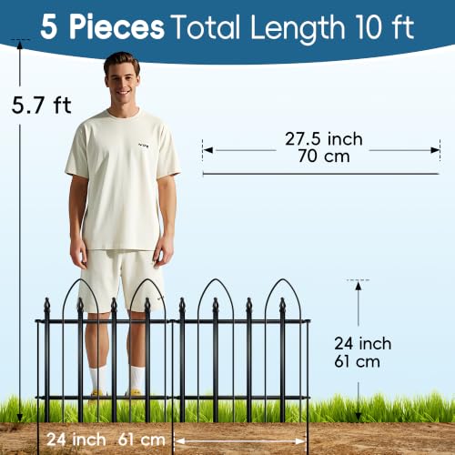Thealyn Garden Fence 24" H x 24" W (5 Panels, Total 10 ft) - size: 24″ H x 10 ft (5 Panels) Without Gate Latch