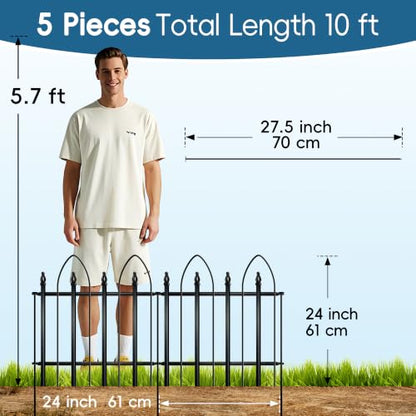 Thealyn Garden Fence 24" H x 24" W (5 Panels, Total 10 ft) - size: 24″ H x 10 ft (5 Panels) Without Gate Latch