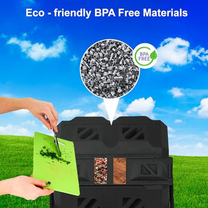 FDW | Outdoor Compost Bin | 43 Gallon | Black | Dual Chamber Tumbling Bin - color: Black