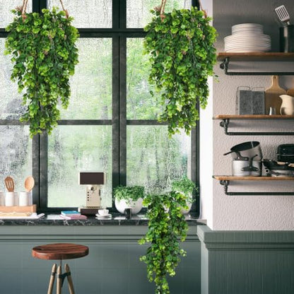 RECUTMS 4 Pcs Artificial Hanging Eucalyptus Greenery Plants 29.9 Inches - color: Green