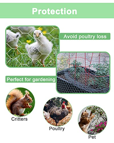 vensovo Garden Poultry Black Chicken Wire - 13.7 '' × 236 '' Chicken Wire for Crafts, Garden Fence Animal Barrier, 1 inch Mesh Poultry Netting Fence, Pet/Rabbit/Chicken Wire Fencing - size: 13.7 inch x 19.7 Ft