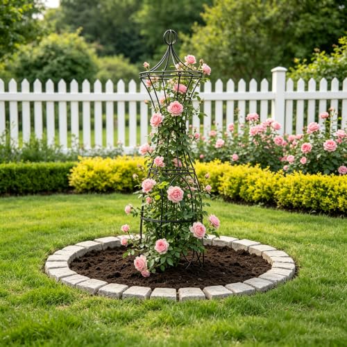 57.8" Heavy Duty Metal Obelisk Plant Support Outdoor Garden Trellis