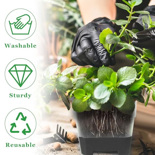 20Pcs Nursery Pot Planters Variety Pack, Reusable Clear Plastic and Silicone Square Pots with Drainage for Seedlings and Flower Plants (Black) - color: Black