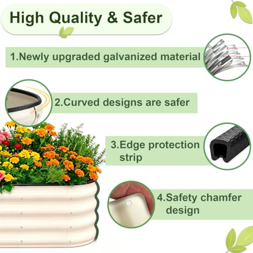 Galvanized Raised Garden Bed Outdoor 8x4x1 ft 1 Pack Oval White - color: White, size: 8 x 4 x 1 ft