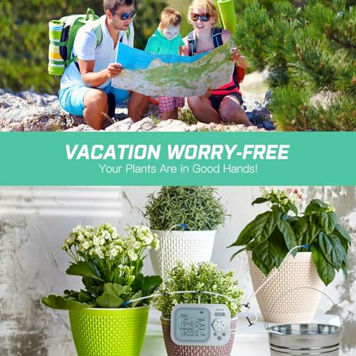 Automatic Drip Irrigation System for Indoor Plants, 2026 Automatic Plant Waterer for 15 Potted Plants Watering with Anti-Siphon and Humidity Mode, Timer, Rechargeable Vacation Self-Watering Pump - color: Gray