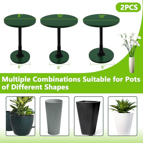 2 Pack Plant Risers for Inside Pots, 12-21" Rise Wooden Planter Inserts - size: Tall Lift: 12-21" Rise - 2Pack