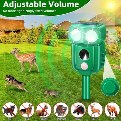 4 Pack Solar Animal Repellent Outdoor, Sonic Fortress Pro Deer Repellent - color: dark green
