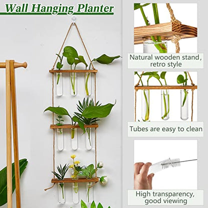 Leumoi 3pcs Hanging Propagation Station, Vertical 18 Glass Test Tubes