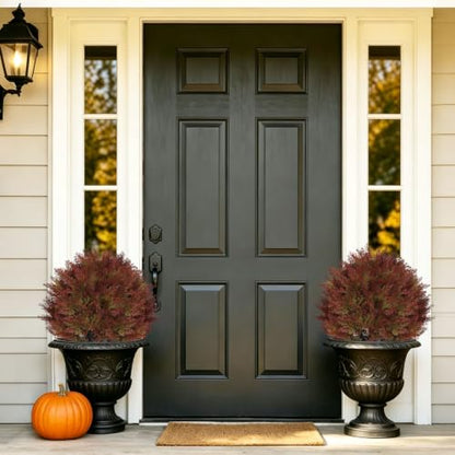 24" Fall Topiary Artificial Outdoor Plants, Faux Cedar Bushes & Shrubs - color: Red Green Mix Cypress