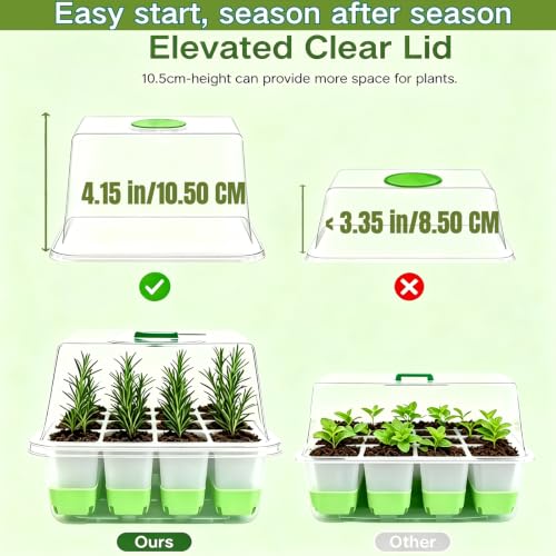 5-Pack Seed Starter Tray Set|60 Cells Silicone Kit W/Lager Repotting Mat - color: Classic W/Mat Green