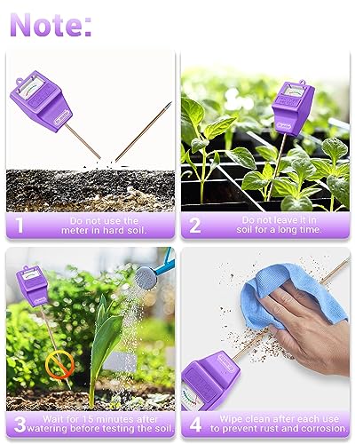 Dr.meter Soil Moisture Meter for Plants, Plant Water Gauge Test Kit - color: Purple