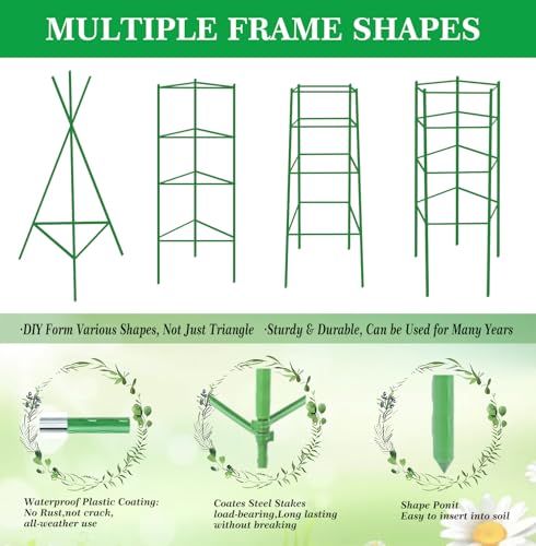Moirsunt 6 Packs Tomato Cage for Garden, Up to 48Inch Plant Support Stakes