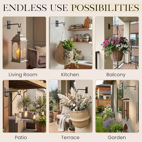 RTZEN Plant Hangers Outdoor or Indoor Heavy Duty Wall Bracket Hooks - size: 7.5 Inch, style: Shepherds Hooks