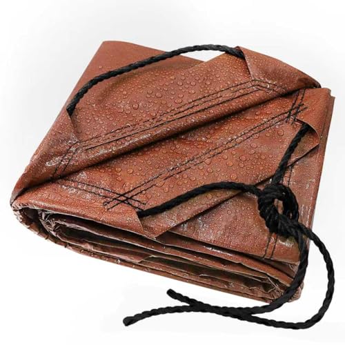 TARPAL 4x4 Feet(2pack) Small tarp with Drawstring Tarp Waterproof Brown - size: 4x4 Feet (2pack)-Finished size