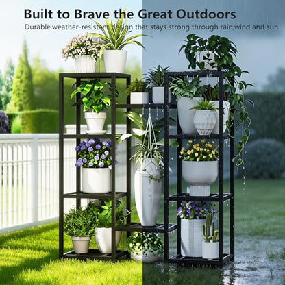 Metal Heavy Duty Plant Stand Indoor Outdoor,10 Tier Tall Plant Stands Holder,Large Wrought Iron Plant Shelves for Multi Pots,Black Tiered Flower Display Riser for Living Room,Patio,Balcony