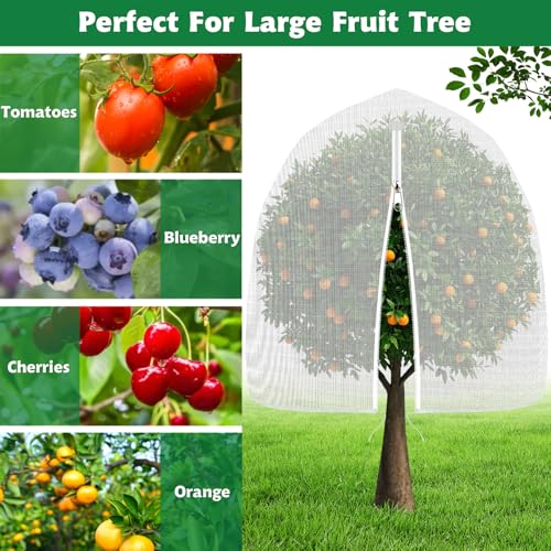 OZMI 2 Pack Bird Netting for Garden, 8 x 8 FT Blueberry Bush Netting Cover with Zipper, Drawstring Reusable Mesh Plant Protector for Shrubs Bush Fruit Tree Potted - size: 8 x 8 FT