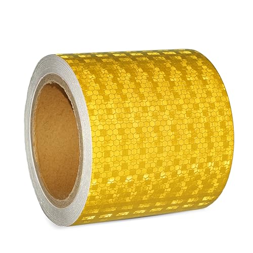 Reflective Tape, Waterproof Self Adhesive Dot Safety Reflector - color: Yellow, size: 4 Inch x 65 Feet
