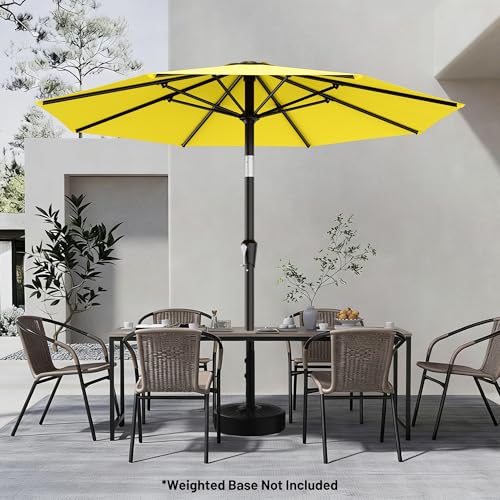 AreShark 9FT Outdoor Patio Umbrella with Tilt and Crank, Yellow - color: Yellow, size: 9ft