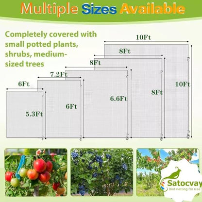 Large Fruit Tree Netting 2 Pack 10x10 FT with Drawstring and Zipper - Easy Install Plant Protection Cover, Reusable Garden Mesh Bag for Blueberry Bushes - Blocks Birds/Insects/Squirrels - size: 10x10 FT