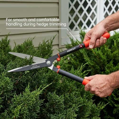 AGRICUT Garden Shears for Hedges – 23.6" Hedge Shears with High-Carbon Straight Blade, Teflon Coated, Lightweight 790g – Shears for Gardening, Ideal for Privet, Box, Yew & Thuja - style: Straight Blade