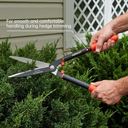 AGRICUT Garden Shears for Hedges – 23.6" Hedge Shears with High-Carbon Straight Blade, Teflon Coated, Lightweight 790g – Shears for Gardening, Ideal for Privet, Box, Yew & Thuja - style: Straight Blade